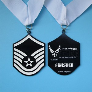 Black and White Soft Enamel Shield Medals Finisher Metal medal