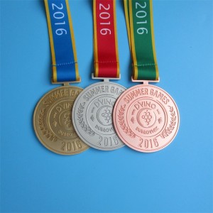 Custom Logo Award Medals with Ribbon Plated Gold Silver Bronze Cycling Running Marathon Metal Sports Metal Medals