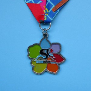 Colorful Soft Enamel Antique Plating Sport Alloy Medal With Ribbon