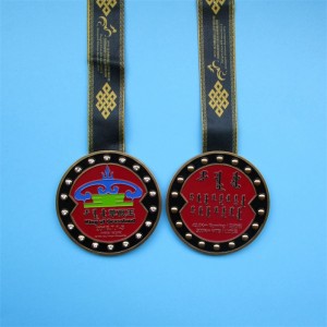 Awards Gold Medal Colorful Enamel Medallion Pendant