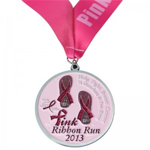 Pink Printing Running Medals for Women Custom Metal Sport Marathon Medal with Ribbon