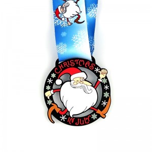 Santa Running Medals Custom Medals Gift  for Christmas Metal Medals with Gems