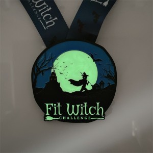 7/8-inch Matte Black Metal Medal Halloween Luminous Night Medals