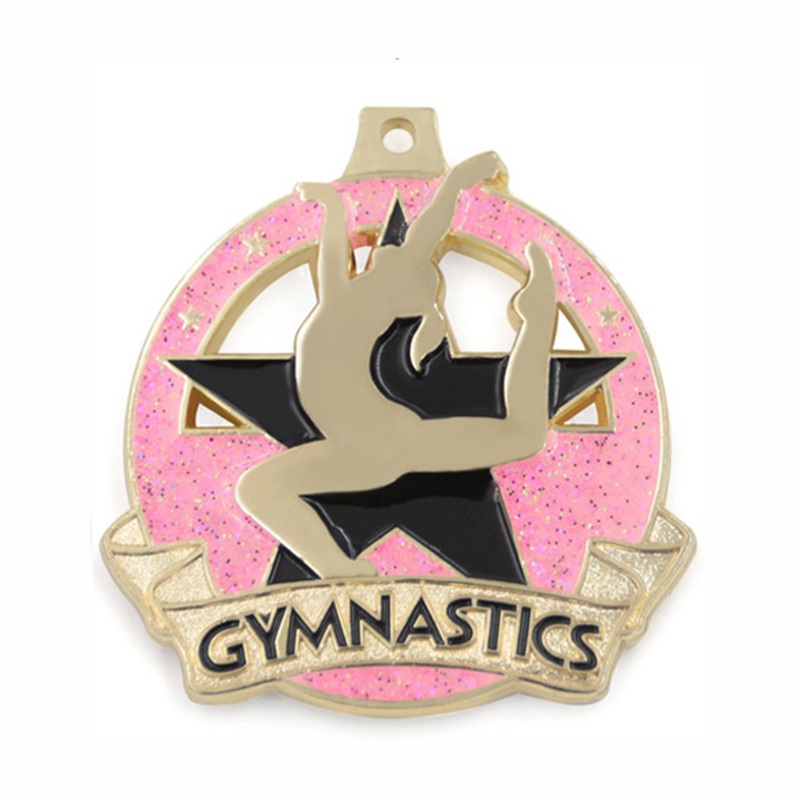 GAG 18k Gold Plated Square Rectangle Medallion Pendant Rhythmic Gymnastics Medal