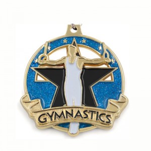 Custom Medals Enamel 18k Gold Plated Square Rectangle Medallion Pendant Medal Gymnastics
