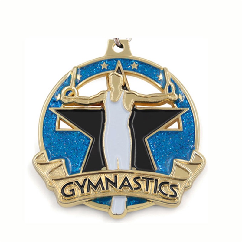 Custom Medals Enamel 18k Gold Plated Square Rectangle Medallion Pendant Medal Gymnastics