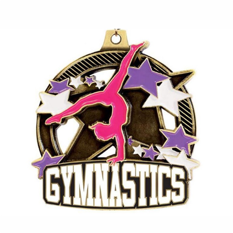 Custom Medals Enamel 18k Gold Plated Square Rectangle Medallion Pendant Medal Gymnastics