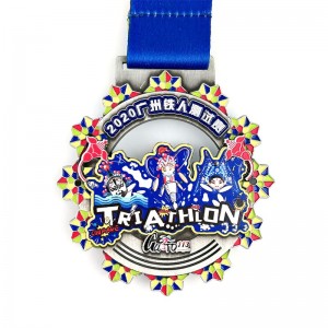 Custom Metal Engraved Cool Sport Enamel Medal Triathlon Medals 3d