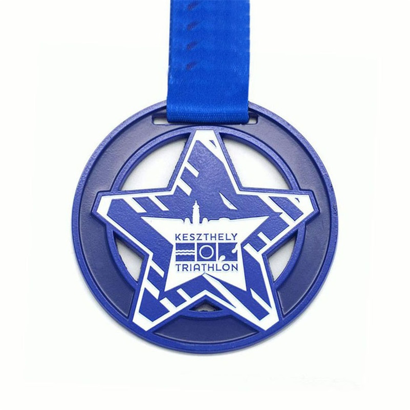 Custom Metal Engraved Cool Sport Enamel Medal Triathlon Medals 3d