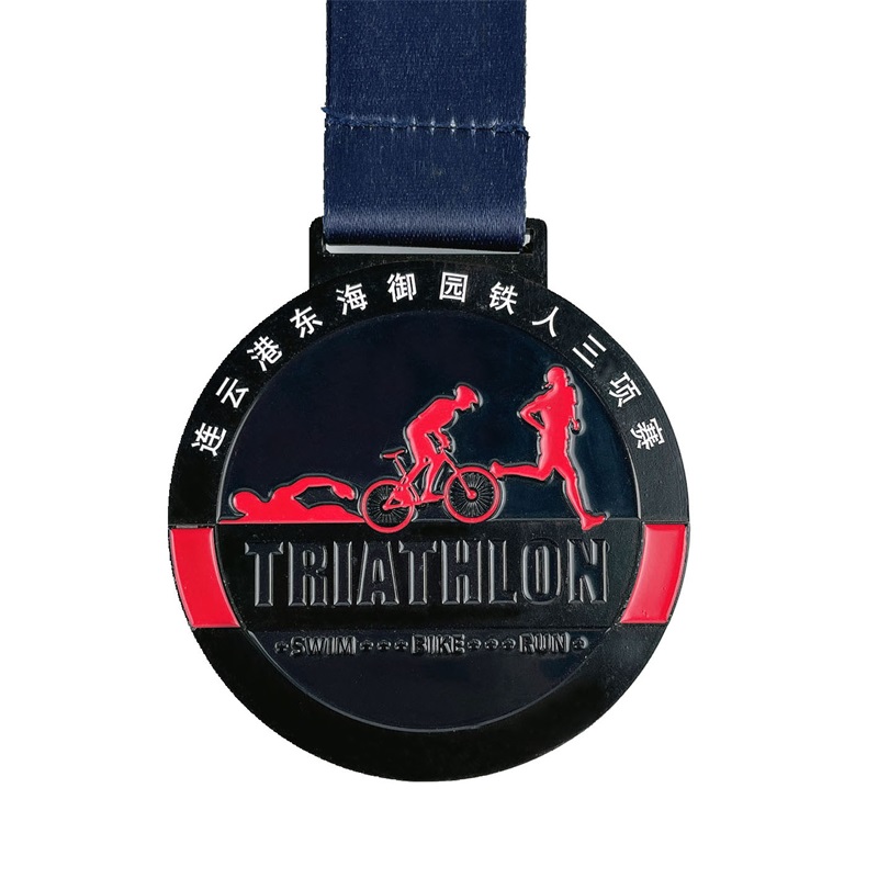 Custom Metal Engraved Cool Sport Enamel Medal Triathlon Medals 3d