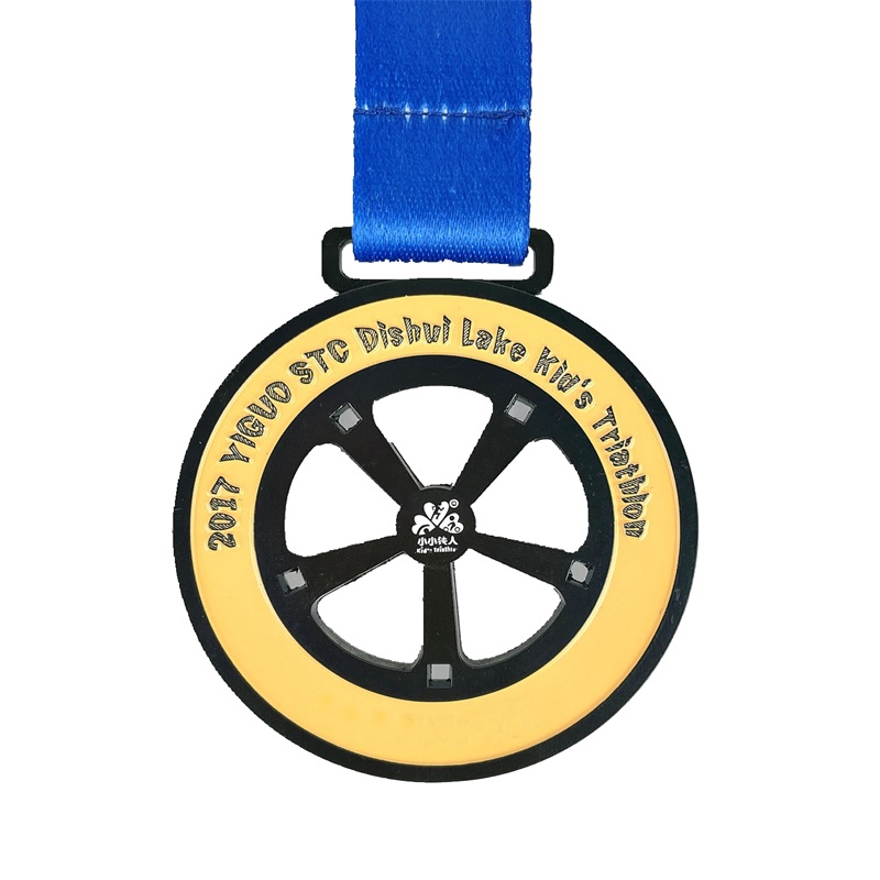 GAG Custom Metal Engraved Cool Sport Enamel Medal Triathlon Medals 3d Spinning Medal Marathon