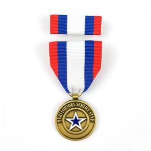 Custom 3D Gold Plated Antique Bronze Campaign Medal Honor Medals with Short Ribbon