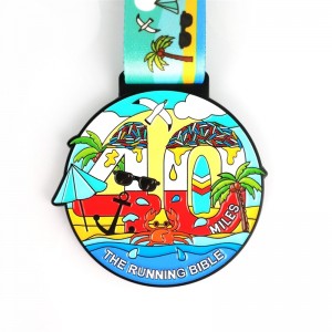 Customized Logo With Ribbon Blank Gold Silver Medals Custom Metal Sport Brazil Green Round Marathon Medal