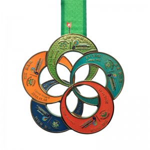 Custom trophies and medals sports Gold Military Sports Cycling Medals Ribbon Metal Football 3D Medal interlocking medal