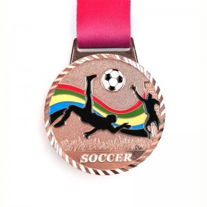 Custom Football Gold 3D Medals Soccer Race Running Metal Marathon Sports Medal With Ribbon