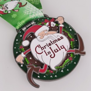 Custom running medals Christmas run medals Santa Claus run medals fun run medals sports finisher medals